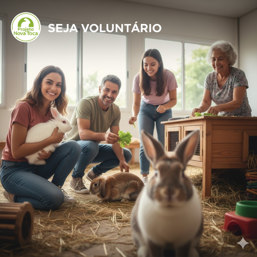 Pessoa cuidando de coelhos